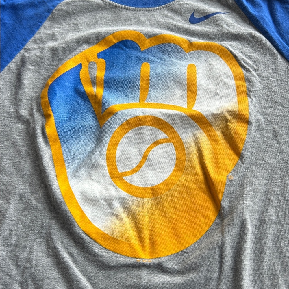 Nike Milwaukee Brewers elbow sleeve baseball tee - Picture 2 of 7